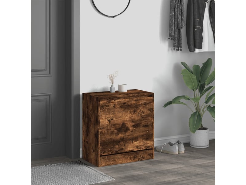 Meuble à chaussure | armoire à chaussures chêne fumé 60x34x63,5 cm bois d'ingénierie  - Conforama C
