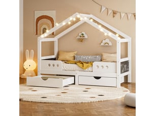 Lit cabane 90x200 cm <strong>XYLO</strong>  <strong></strong> coloris blanc