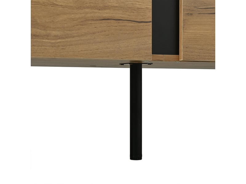 Meuble tv avec deux caissons latéraux et des étagères ouvertes, adapté aux téléviseurs de 75 pouces et moins, couleur naturelle  - Conforama W
