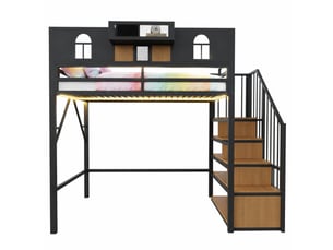 Lit mezzanine 90x200 cm <strong>HAVRYA</strong> <strong></strong> coloris noir