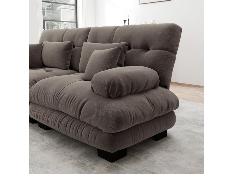  Canapé modulable 3 places en tissu chenille marron W3325S00235 - Conforama D