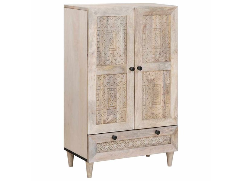 Haut armoire, meuble de rangement salon 60 x 33 x 100 cm bois de mangue massif shl8529  - Conforama B