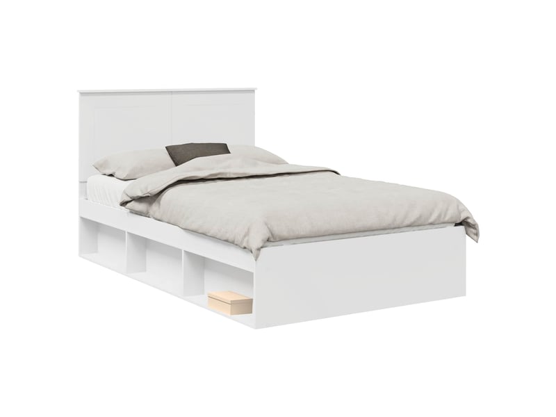  Lit double- lit adulte -  cadre de lit blanc 120 x 190 cm bois de pin massif  - Conforama A