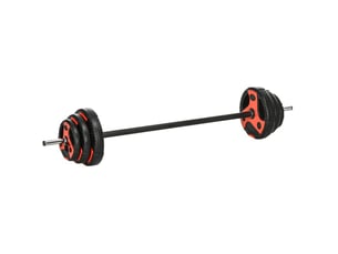 Ensemble barre de musculation 20 kg 140x27x27 cm antidérapante métal rouge et noir