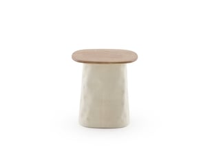 Table basse en métal couleur os et bois d'hévéa