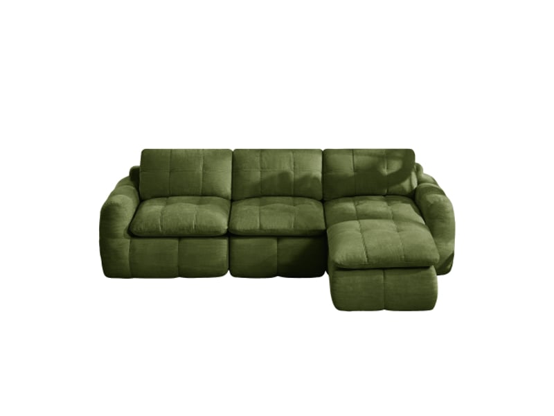  Canapé fixe, d'angle, modulaire, en tissu chenille, vert 264x160x68cm - Conforama A