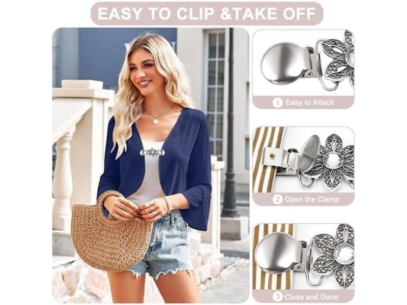 Crochets muraux pinces à cardigan vintage pull clips sweater shawl clip pour femme s cinch clip pour châles tricot pulls cardigans écharpes, gris - Conforama D