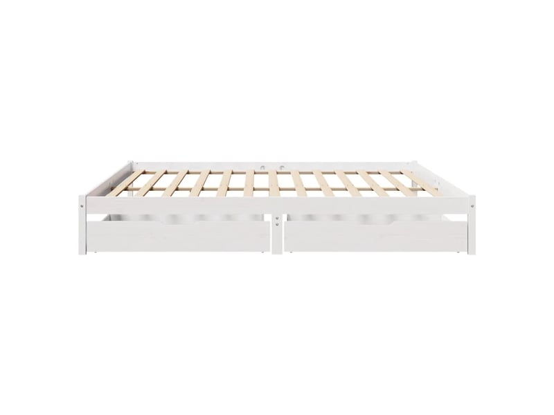  Lit double- lit adulte -  cadre de lit sans matelas blanc 180x200 cm bois massif de pin  - Conforama D