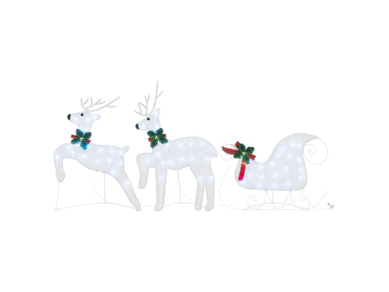  Lot de 3 rennes led, éclairage de noël, décoration de noël blanc froid 43 x 18 x 66 cm tissu cf62083  - Conforama D