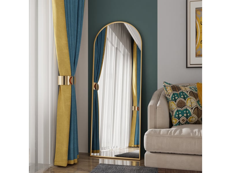  Grand miroir muralpied arche doré 162x53cm - cadre aluminium trempé - design élégant &amp; moderne  - Conforama C