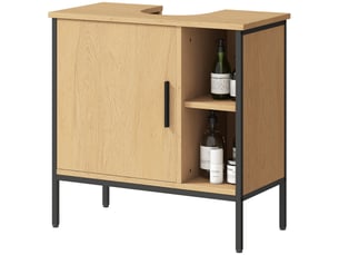 Meuble sous-évier avec porte et étagère réglable pour lavabo sur pied 60 x 30 x 59,5 cm chêne