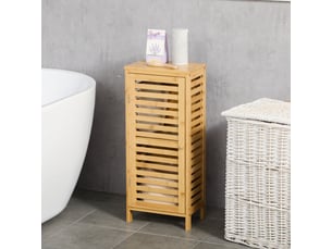 Armoire de salle de bain en bambou 1 étagère réglable design naturel 30 x 19,9 x 70 cm naturel