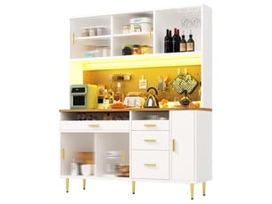 Vitrine coloris blanc 3 étagère(s) MEUBLIV - 145 cmx171 cm