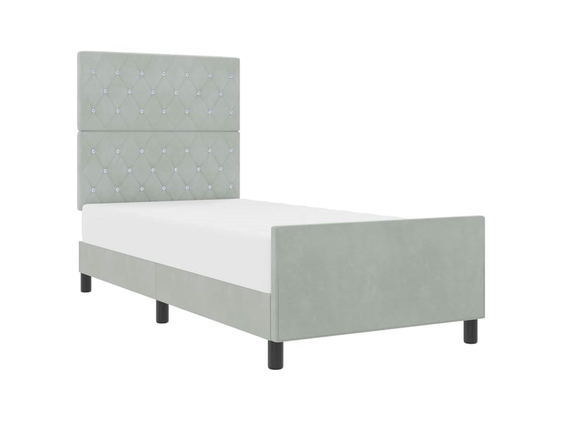  Lit simple, lit à ressorts avec tête de lit gris clair 90 x 190 cm velours shl44163  - Conforama A