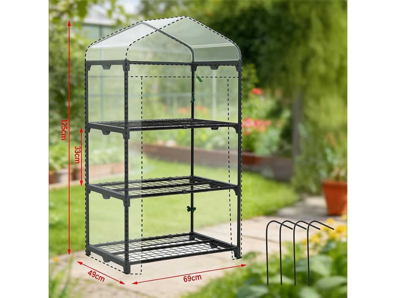 Serre 69x49x125 cm porte enroulable métal vert - Conforama E