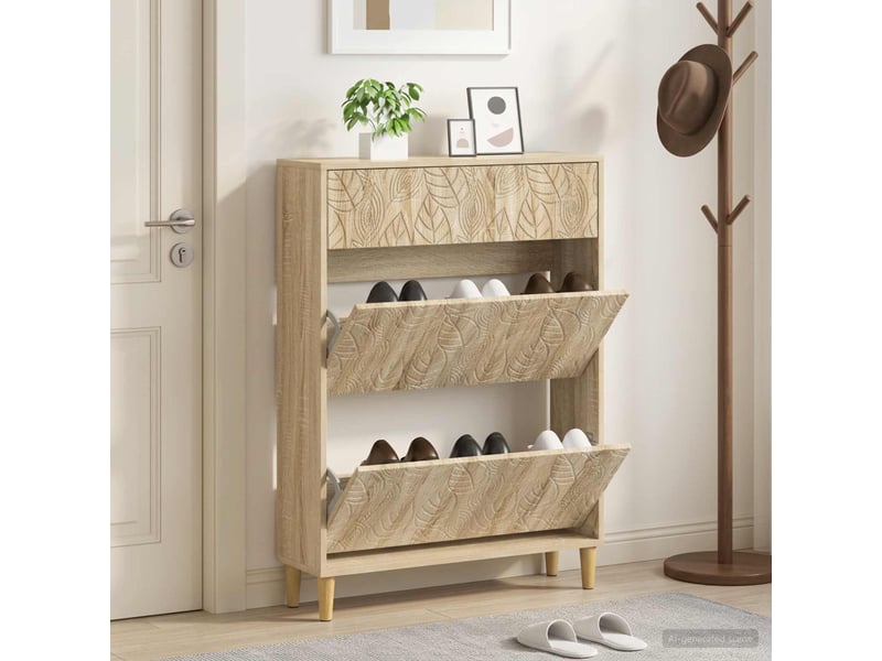  Meuble à chaussures, armoire à chaussures delft 78x24x103 cm bois d'ingénierie shl7148  - Conforama B