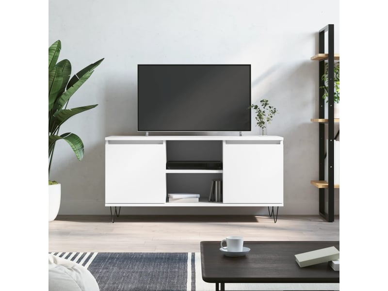  Meuble tv - banc tv - meuble de rangement blanc 104x35x50 cm bois d'ingénierie  - Conforama B