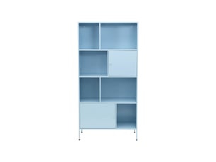 Buffet. Meuble de rangement industriel métal bleu clair 8 compartiments. L 80 x p 35 x h 160.5cm - oklahoma