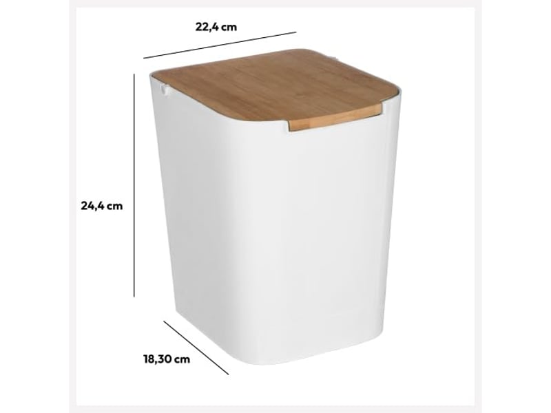 Poubelle à couvercle bambou 5l unique convient pour la cuisine, les toilettes - Conforama B