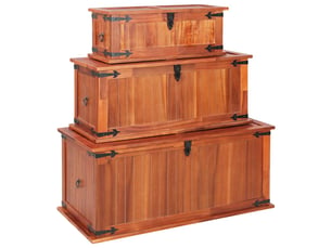 Coffres de rangement 3 pcs bois d'acacia solide