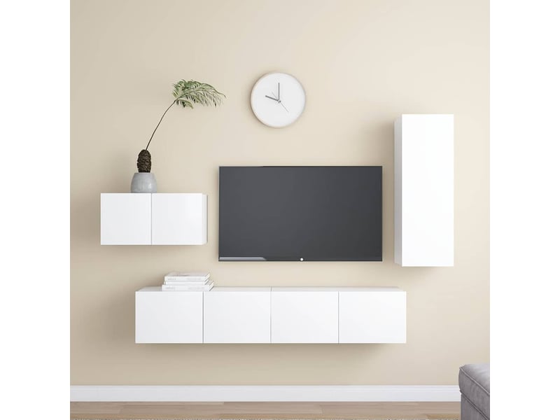  Ensemble de meubles tv 4 pcs blanc bois d'ingénierie shl64369  - Conforama B