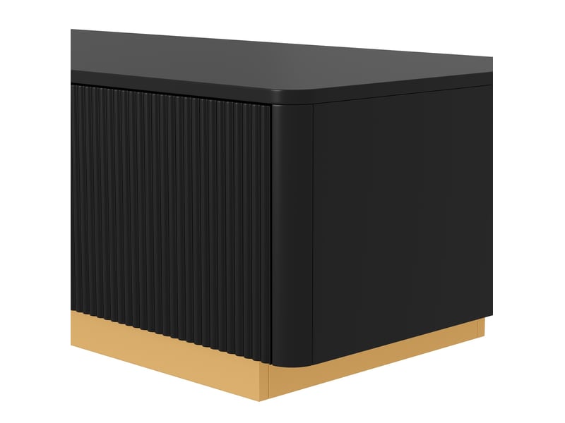  Table basse noire 110 x 50 x 35 cm avec 2 tiroirs, façade rainurée, espaces de rangement ouverts et angles arrondis  - Conforama E