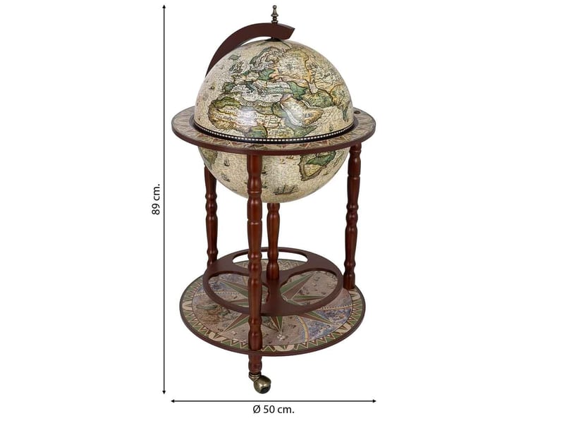  Meuble porte-bouteilles globe terrestre beige d50 x 89 h cm  - Conforama C