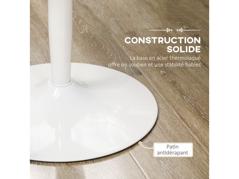  Table à manger ronde 2 personnes en mdf et acier blanc ø 80 x 75 cm  - Conforama E
