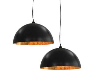 2 pcs plafonniers noir et doré semi-sphérique 50 cm e27