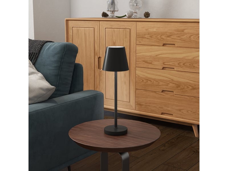  Lampe de table led sans fil noire, rechargeable usb-c et tactile, 3 teintes 390 lm pour chevet, bureau et table d'appoint  - Conforama B