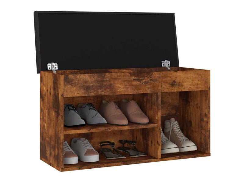  Banc à chaussures, meuble à chaussures avec coussin chêne fumé bois d'ingénierie  - Conforama C