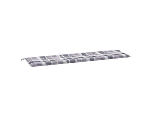 Coussin de banc de jardin, coussin d'assise motif à carreaux gris 180x50x3 cm cf52742