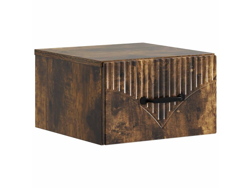  Table de chevet - cabinet de chevet - table de nuit mural chêne fumé 34,5 x 33 x 20 cm  - Conforama A