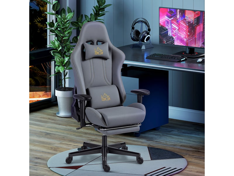  Chaise gaming ergonomique, fauteuil gamer avec accoudoirs 3d 72x76x132cm, gris  - Conforama D