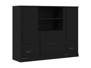 Buffet - highboard chêne noir 132 x 35,5 x 103,5 cm bois d'ingénierie