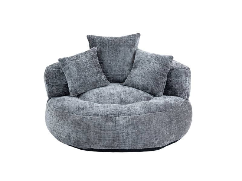 Fauteuil inclinable - à dossier haut - avec 3 coussins - résistant et confortable - chenielle - gris - Conforama A