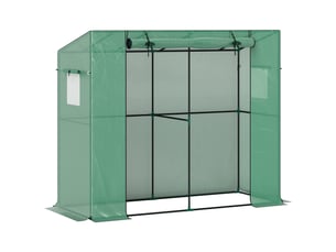Mini-serre adossée avec porte enroulable et fenêtres en filet, résistante aux uv, pour fleurs, semis, plantes, verdure
