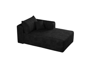 Fauteuil lit 1 place noir, chauffeuse en velours côtelé modulable avec rembourrage en mousse, 151x90x58 cm
