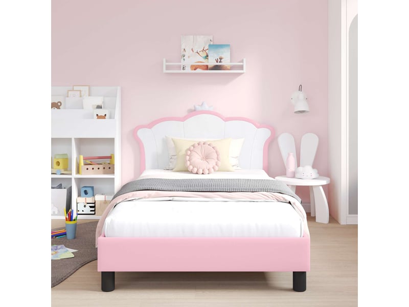 Cadre de lit pour enfants - lit jeune avec tête de lit rose 80 x 200 cm pu - Conforama C