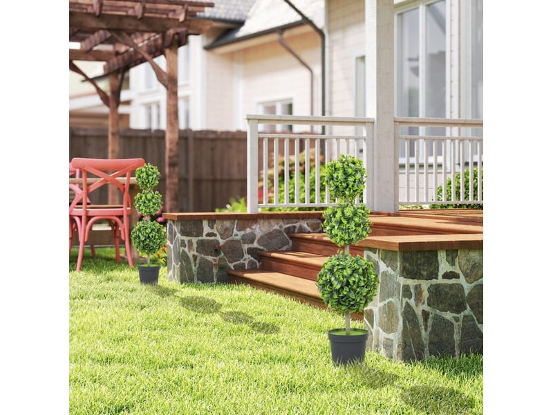  Arbres artificiels en pot 100 cm – vert – lot de 2, feuillage résistant aux uv pour intérieur et extérieur  - Conforama D