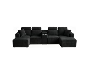 Canapé d'angle modulaire en forme de u, canapé sans cadre, 2 porte-gobelets, velours côtelé, réglable, moderne, aucun assemblage requis, boir