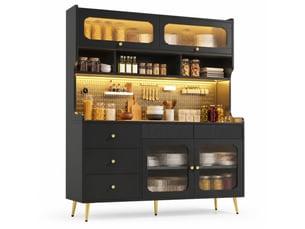 Buffet 4 porte(s)  5 tiroir(s) OKMYHOME  - 144.9 cm coloris noir 