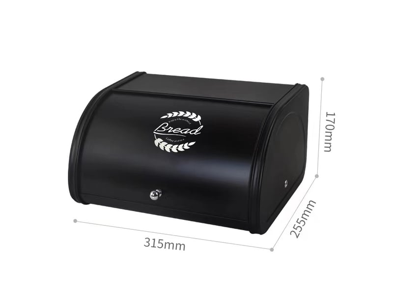  Boîte à pain en acier inoxydable – 31.5x25.5x17cm, noir  - Conforama B