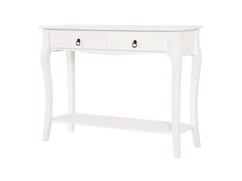  Console d'entrée moderne avec 2 tiroirs, en bois, 100 x 33 x 75 cm, blanche  - Conforama B