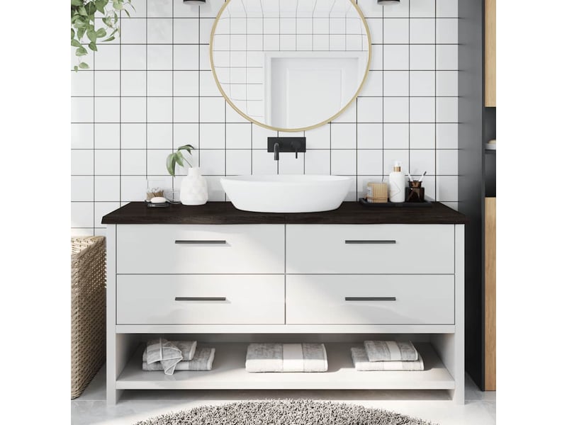  Comptoir de salle de bain, plan de travail marron foncé bois massif traité cf65877  - Conforama B