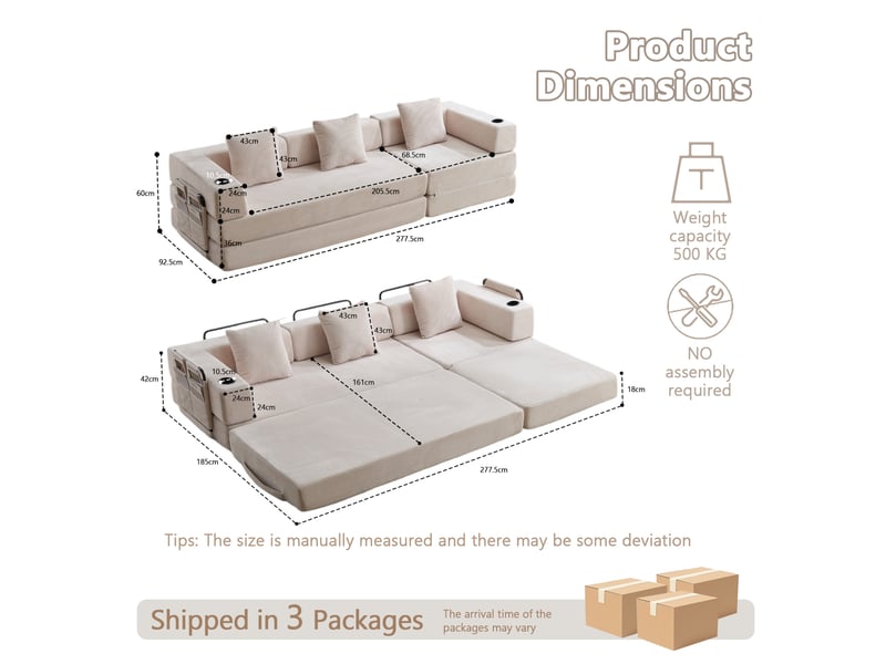  Canapé de sol convertible 3 places en corduroy blanc evryae  - Conforama E
