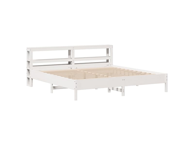  Lit double- lit adulte -  cadre de lit sans matelas blanc 180x200 cm bois massif de pin  - Conforama B