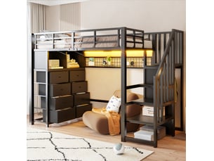 Lit mezzanine 90x200 cm <strong>HAUSS SPOLE</strong> <strong></strong> coloris noir