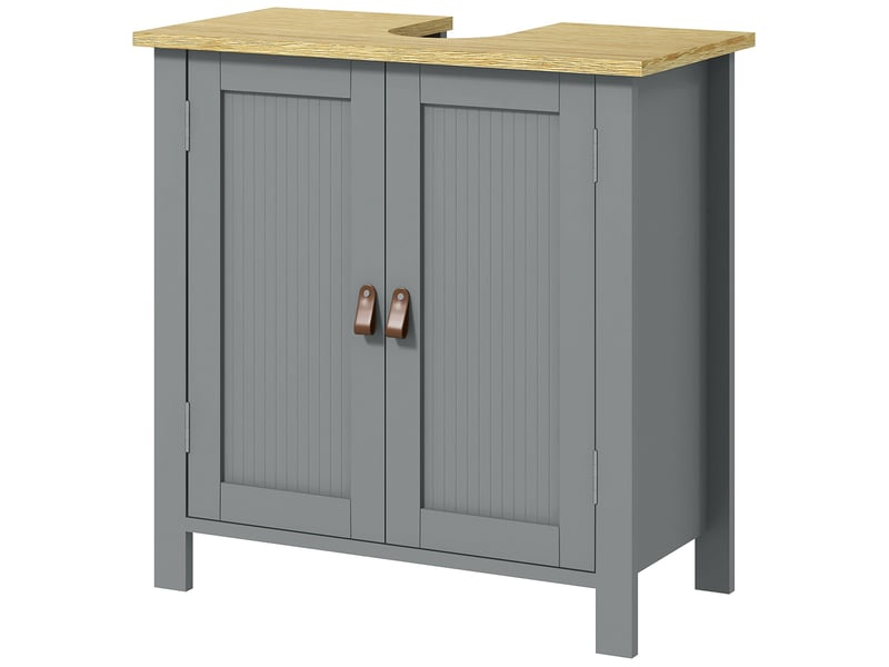  Meuble sous lavabo 2 portes étagère réglable gris 60 x 30 x 60 cm  - Conforama B