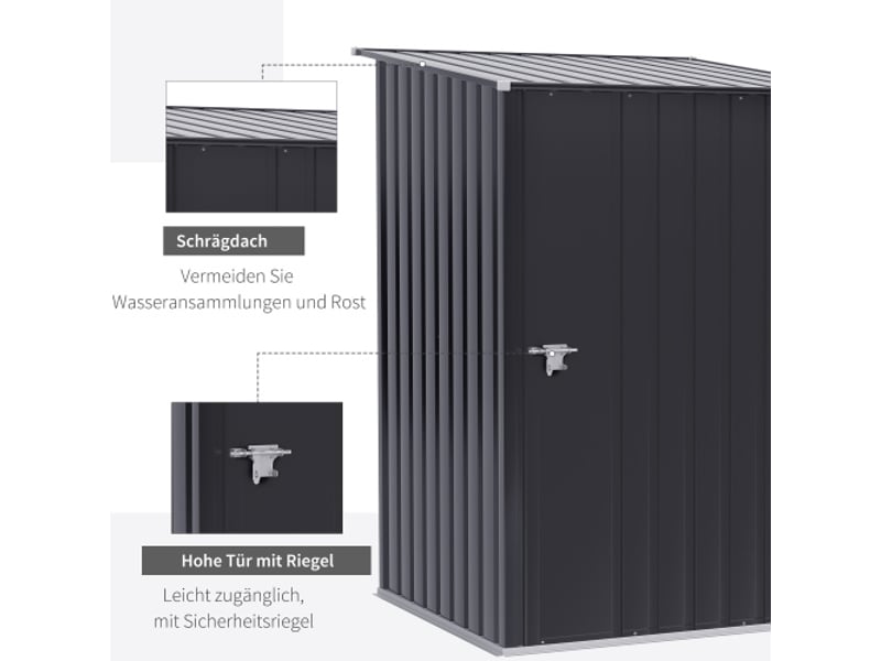  Abri de jardin en métal galvanisé, 1x1 m, 0,92 m², rangement extérieur, gris foncé  - Conforama E